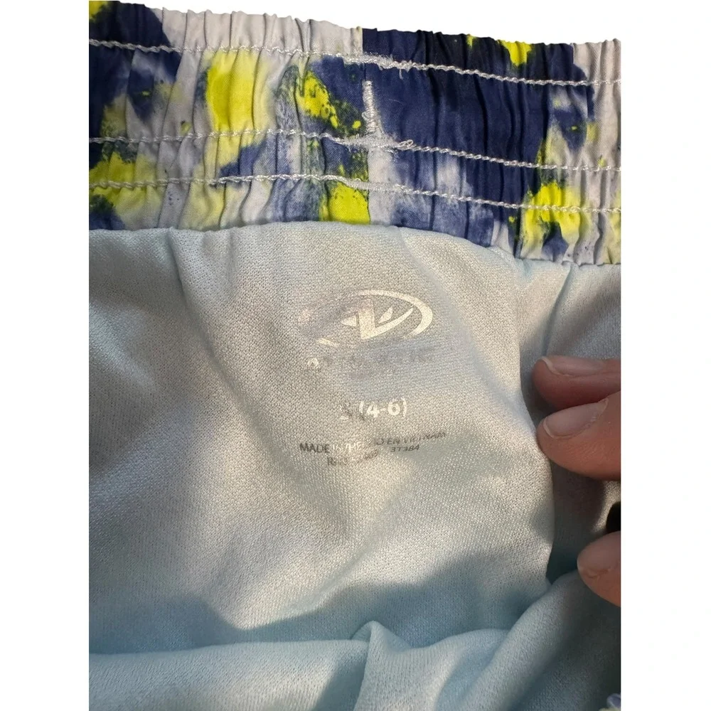 Athletic Works Running Shorts Womens S 4-6 Blue Yellow Excellent Tie Dye Pockets